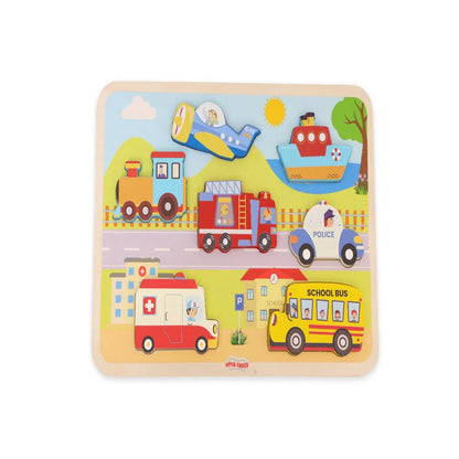 Open Ended Chunky Puzzle New Design - Vehicles (Includes - 7 Chunky self standing Vehicles) - Jaiman Toys