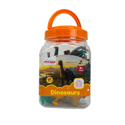 Open-Ended Dinosaurs Playset - 30 Pieces | Realistic Dinosaur Figures with Prehistoric Accessories | Educational Pretend Play Toy for Kids 3+ Years