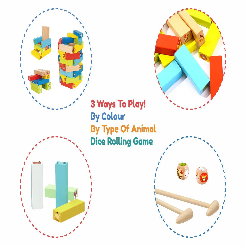 Open Ended Jungle Tumble Wooden Stacking Game - Jaiman Toys