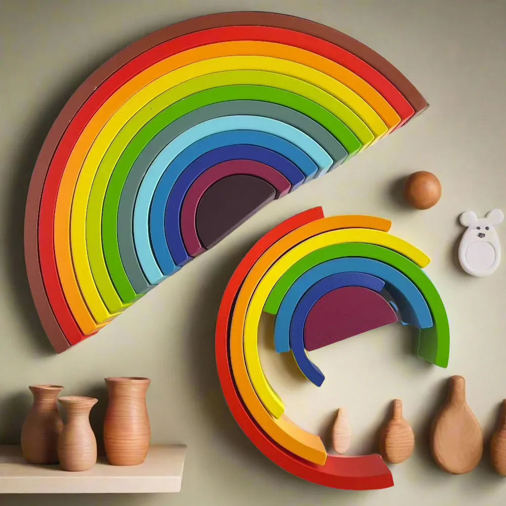 Open Ended Large Rainbow Stacker 12 Piece - Jaiman Toys