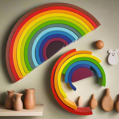 Open Ended Large Rainbow Stacker 12 Piece - Jaiman Toys