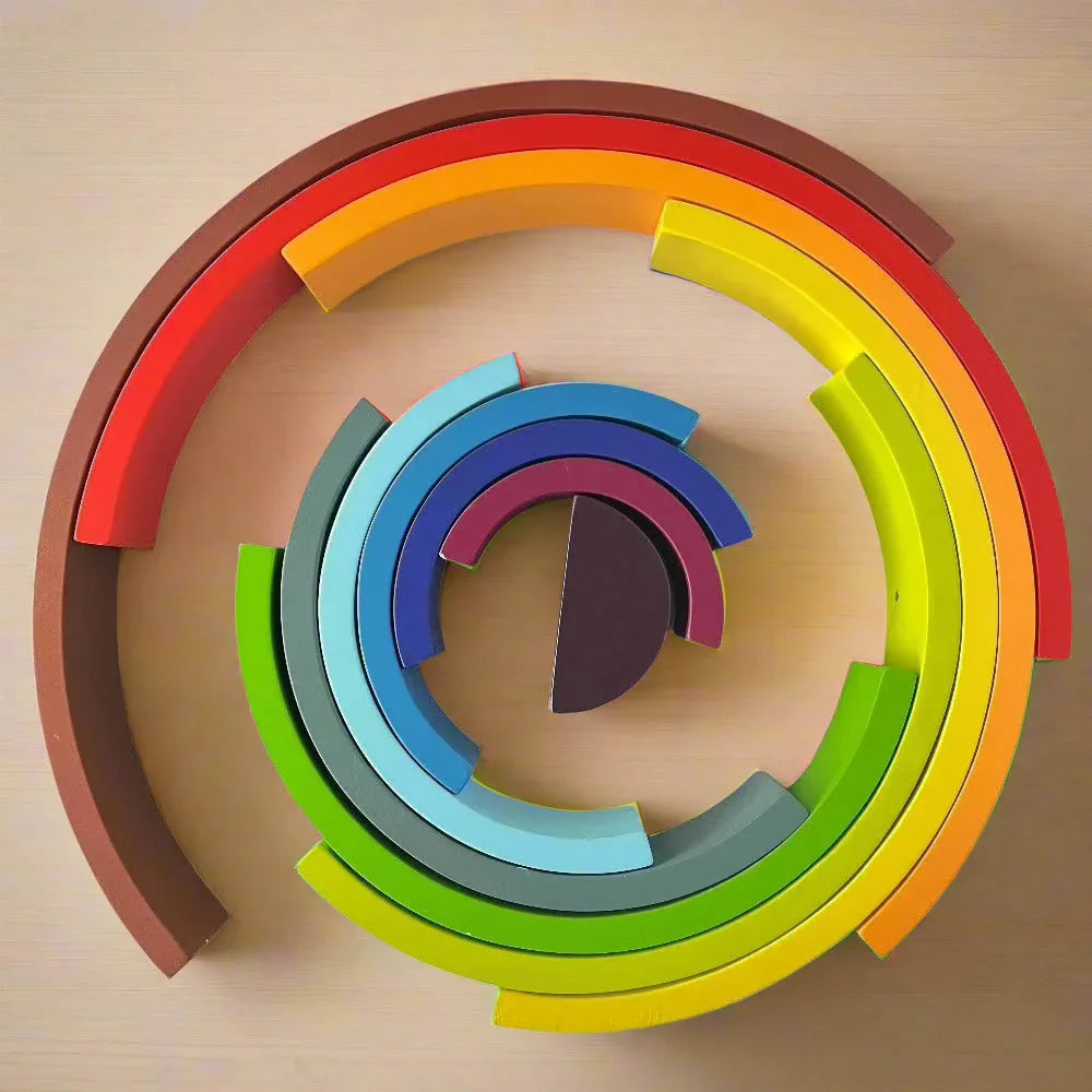 Open Ended Large Rainbow Stacker 12 Piece - Jaiman Toys