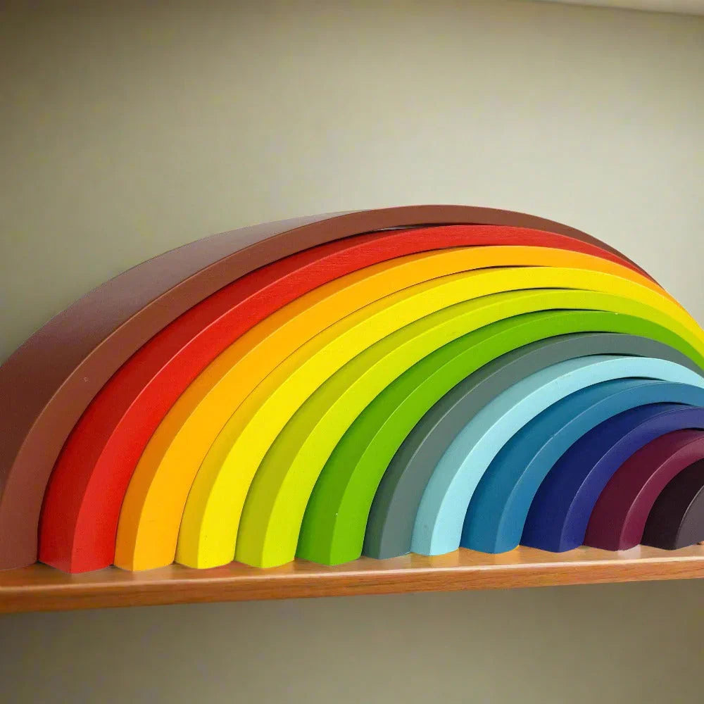 Open Ended Large Rainbow Stacker 12 Piece - Jaiman Toys