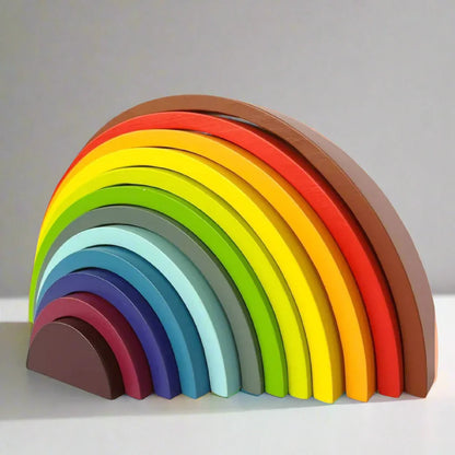 Open Ended Large Rainbow Stacker 12 Piece - Jaiman Toys