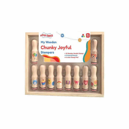 Open Ended My Wooden Chunky Joyful Stampers - Jaiman Toys