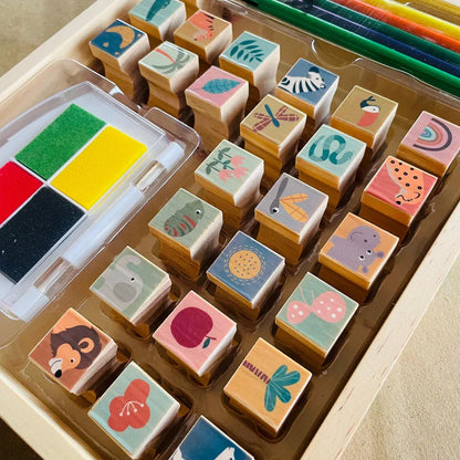 Open Ended My Wooden Stamp Kit - Jungle Safari - Jaiman Toys