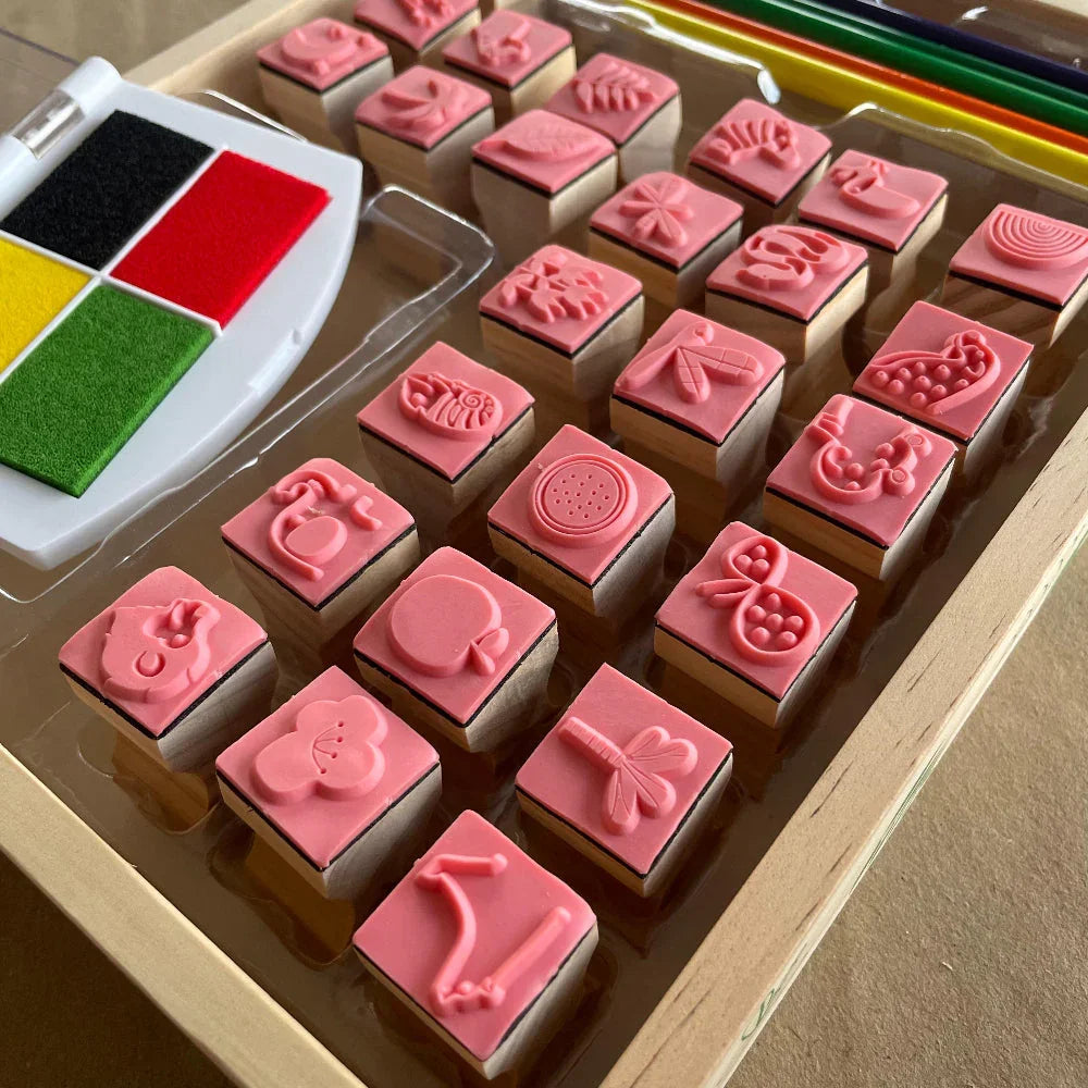 Open Ended My Wooden Stamp Kit - Jungle Safari - Jaiman Toys