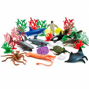 Open-Ended Ocean Animals Playset - 30 Pieces | Realistic Marine Animal Figures with Ocean Accessories | Educational Pretend Play Toy for Kids 3+ Years
