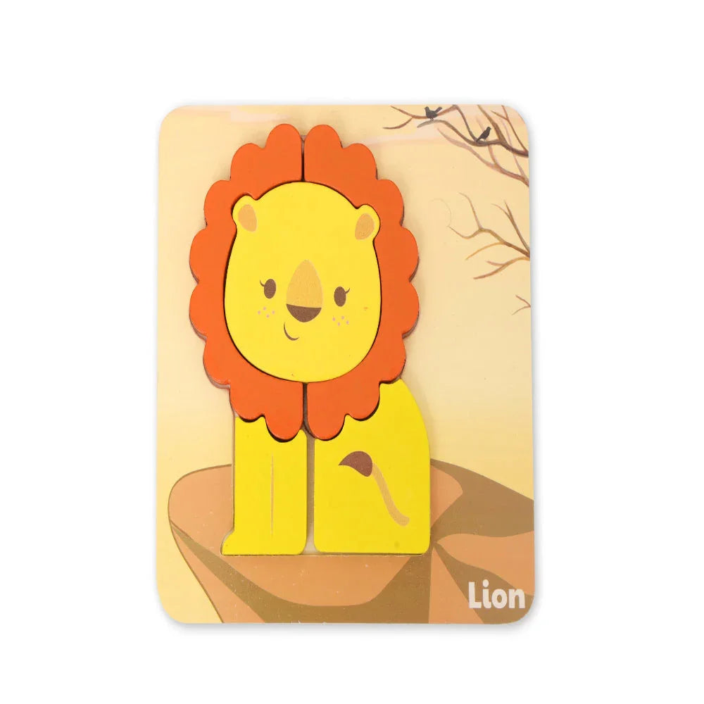 Open Ended Toddler's First 6 In 1 Puzzle - Animals (6 puzzles, 27 pcs) 18+ Months - Jaiman Toys