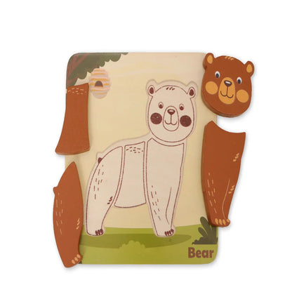 Open Ended Toddler's First 6 In 1 Puzzle - Animals (6 puzzles, 27 pcs) 18+ Months - Jaiman Toys