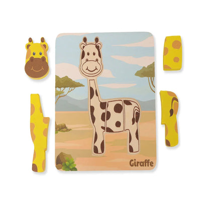 Open Ended Toddler's First 6 In 1 Puzzle - Animals (6 puzzles, 27 pcs) 18+ Months - Jaiman Toys