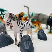 Open-Ended Wild Animals Playset - 30 Pieces | Realistic Jungle & Safari Animal Figures with Accessories | Educational Pretend Play Toy for Kids 3+ Years