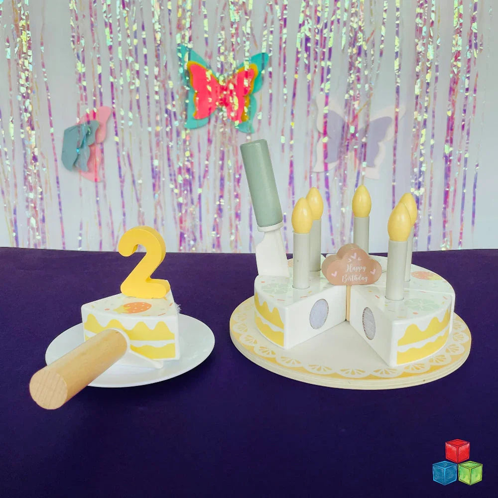 Open Ended Wooden Birthday Cake Set -21 Pieces - Jaiman Toys