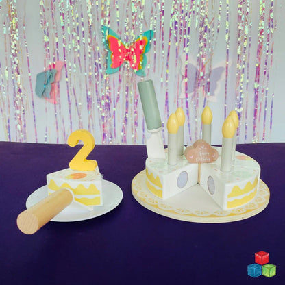 Open Ended Wooden Birthday Cake Set -21 Pieces - Jaiman Toys