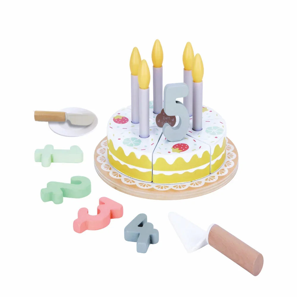 Open Ended Wooden Birthday Cake Set -21 Pieces - Jaiman Toys