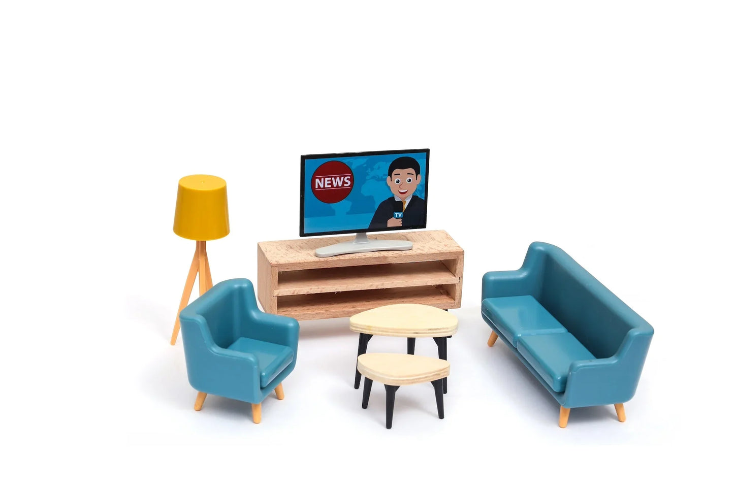 Open Ended Wooden Dollhouse - Modern Villa (31 pcs furniture including 4 doll figures included) - Jaiman Toys