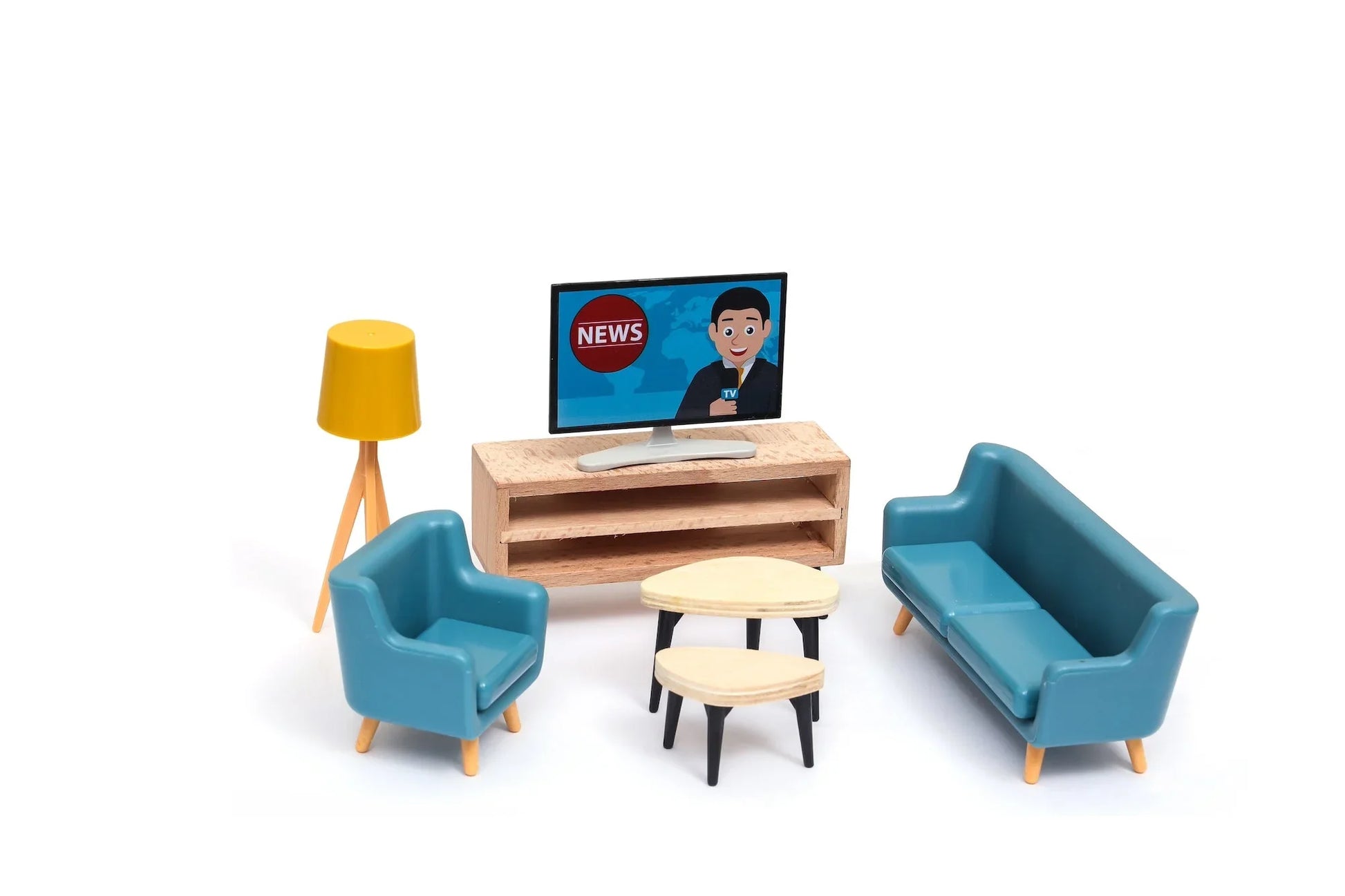 Open Ended Wooden Dollhouse - Modern Villa (31 pcs furniture including 4 doll figures included) - Jaiman Toys