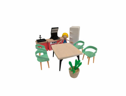 Open Ended Wooden Dollhouse - Modern Villa (31 pcs furniture including 4 doll figures included) - Jaiman Toys