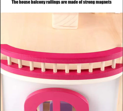 Open Ended Wooden Dollhouse - Redwood Cottage (19 pcs furniture + 2 doll figures included) - Jaiman Toys