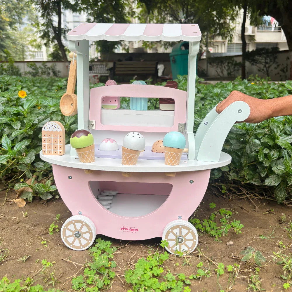 Open Ended Wooden Ice Cream Cart - Jaiman Toys