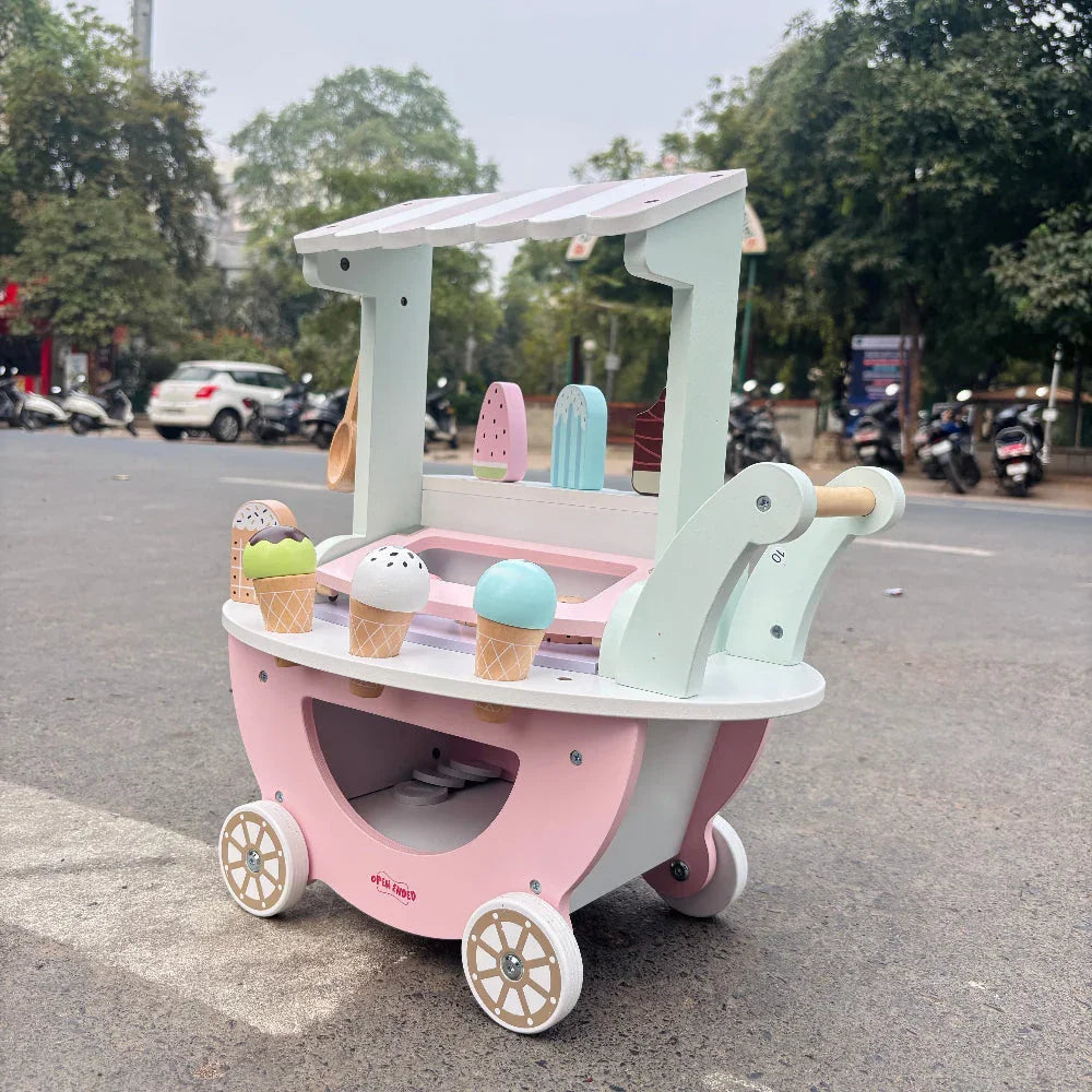 Open Ended Wooden Ice Cream Cart - Jaiman Toys