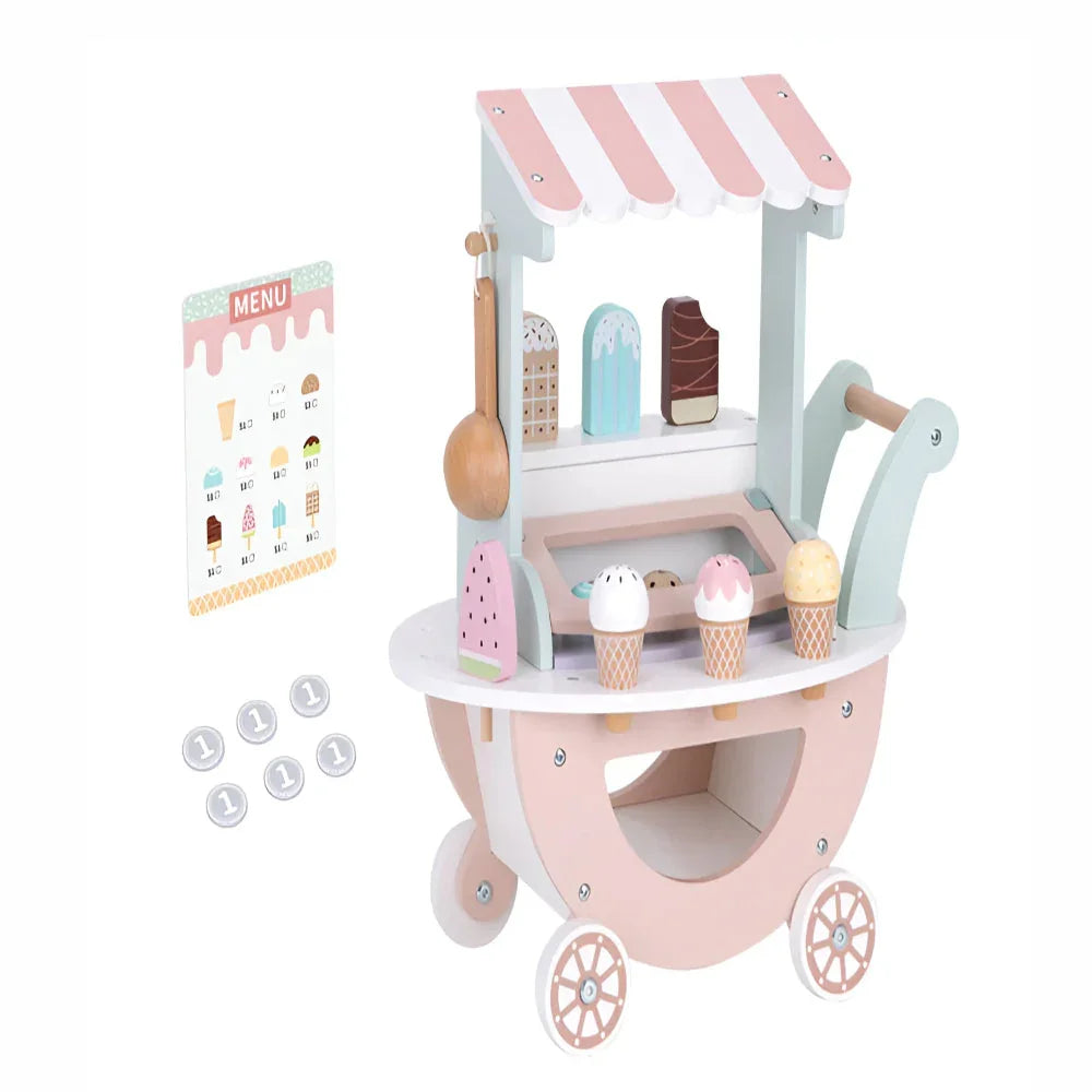 Open Ended Wooden Ice Cream Cart - Jaiman Toys