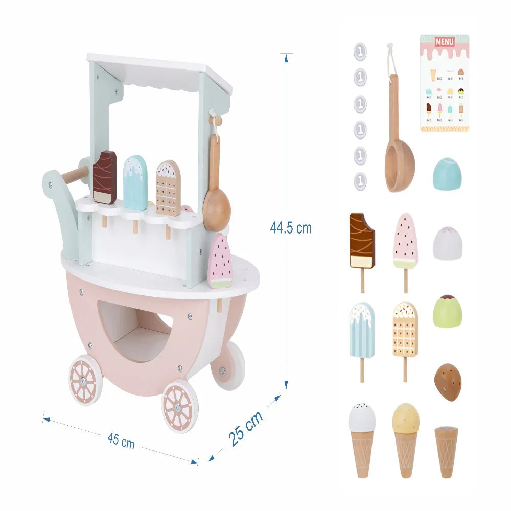 Open Ended Wooden Ice Cream Cart - Jaiman Toys