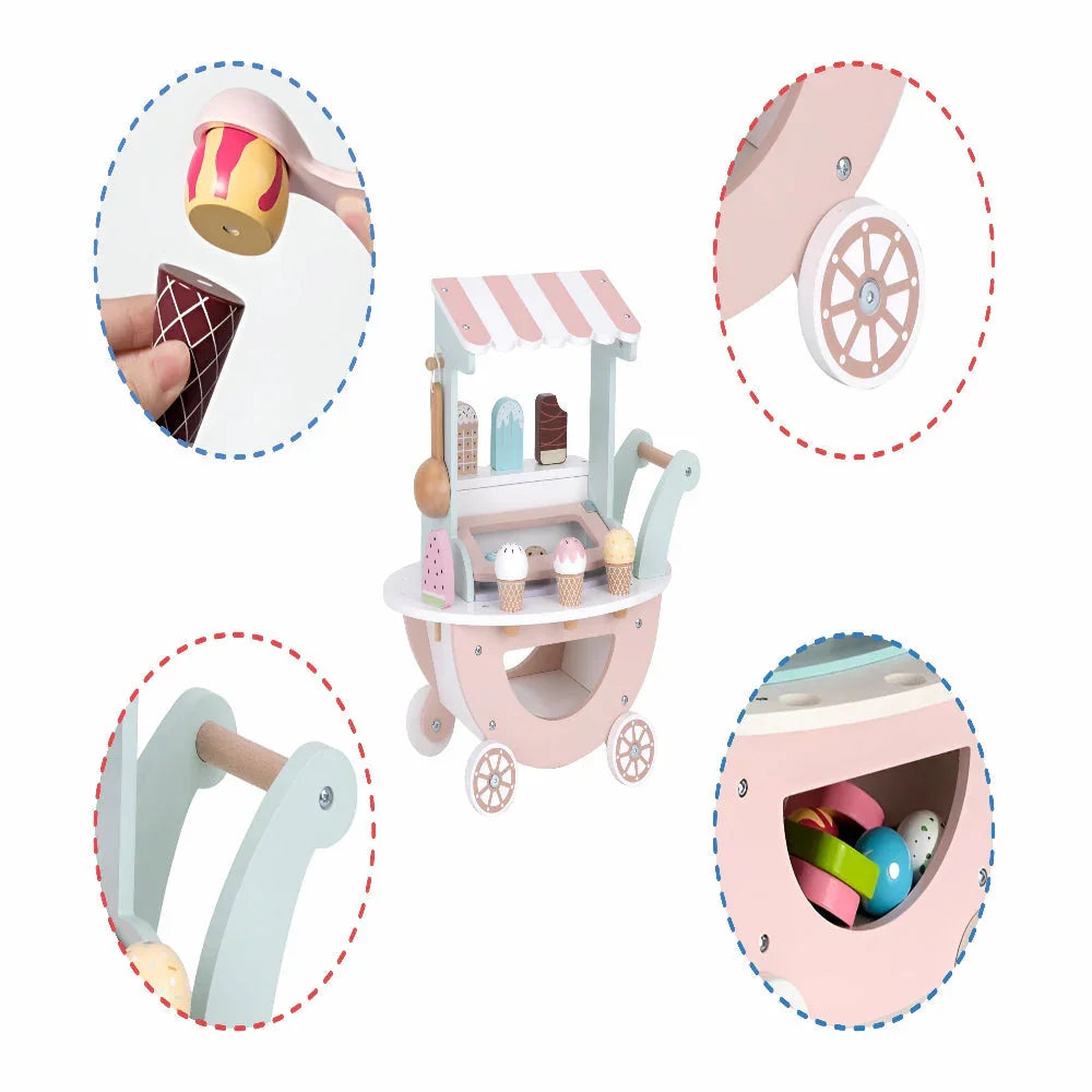 Open Ended Wooden Ice Cream Cart - Jaiman Toys