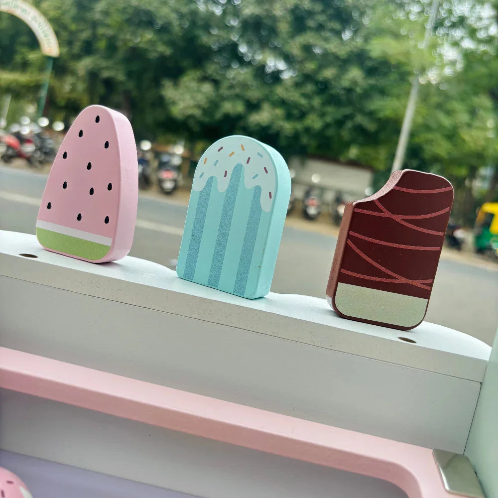 Open Ended Wooden Ice Cream Cart - Jaiman Toys