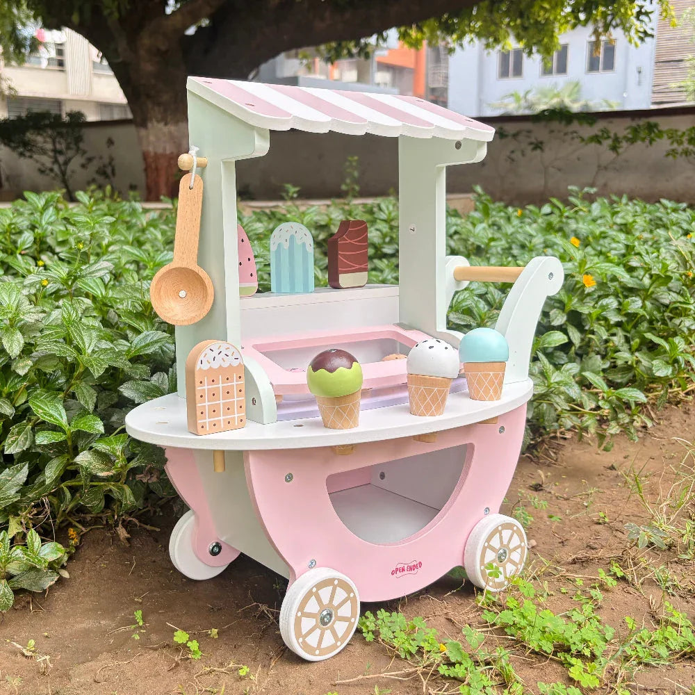 Open Ended Wooden Ice Cream Cart - Jaiman Toys