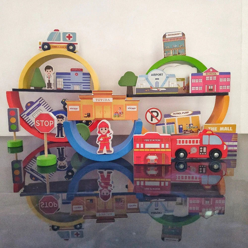 Open Ended Wooden Rainbow Stacker 7 Piece - Jaiman Toys