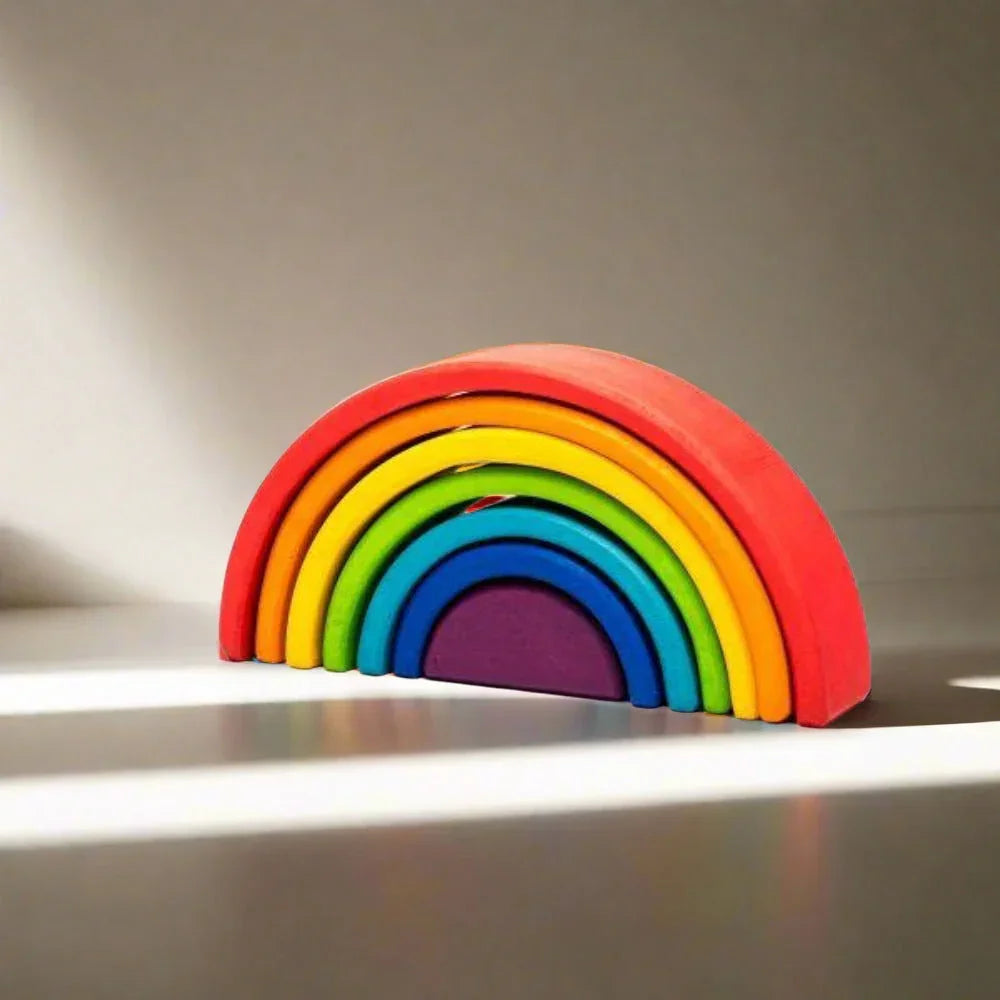 Open Ended Wooden Rainbow Stacker 7 Piece - Jaiman Toys