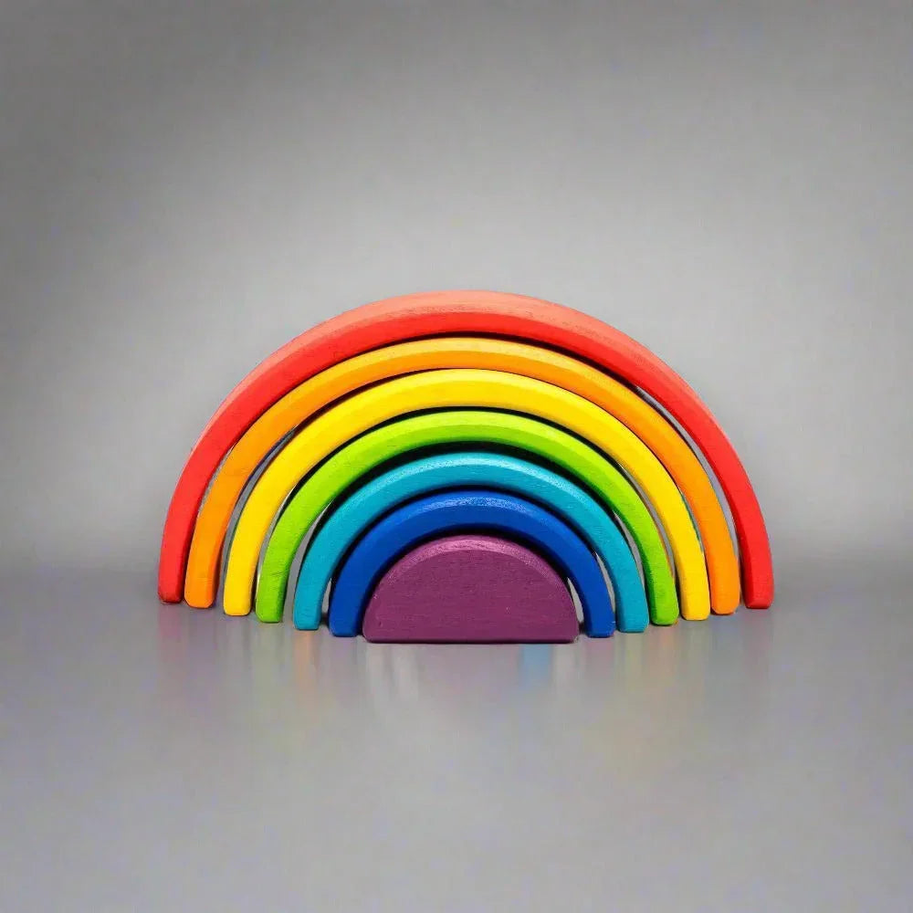 Open Ended Wooden Rainbow Stacker 7 Piece - Jaiman Toys