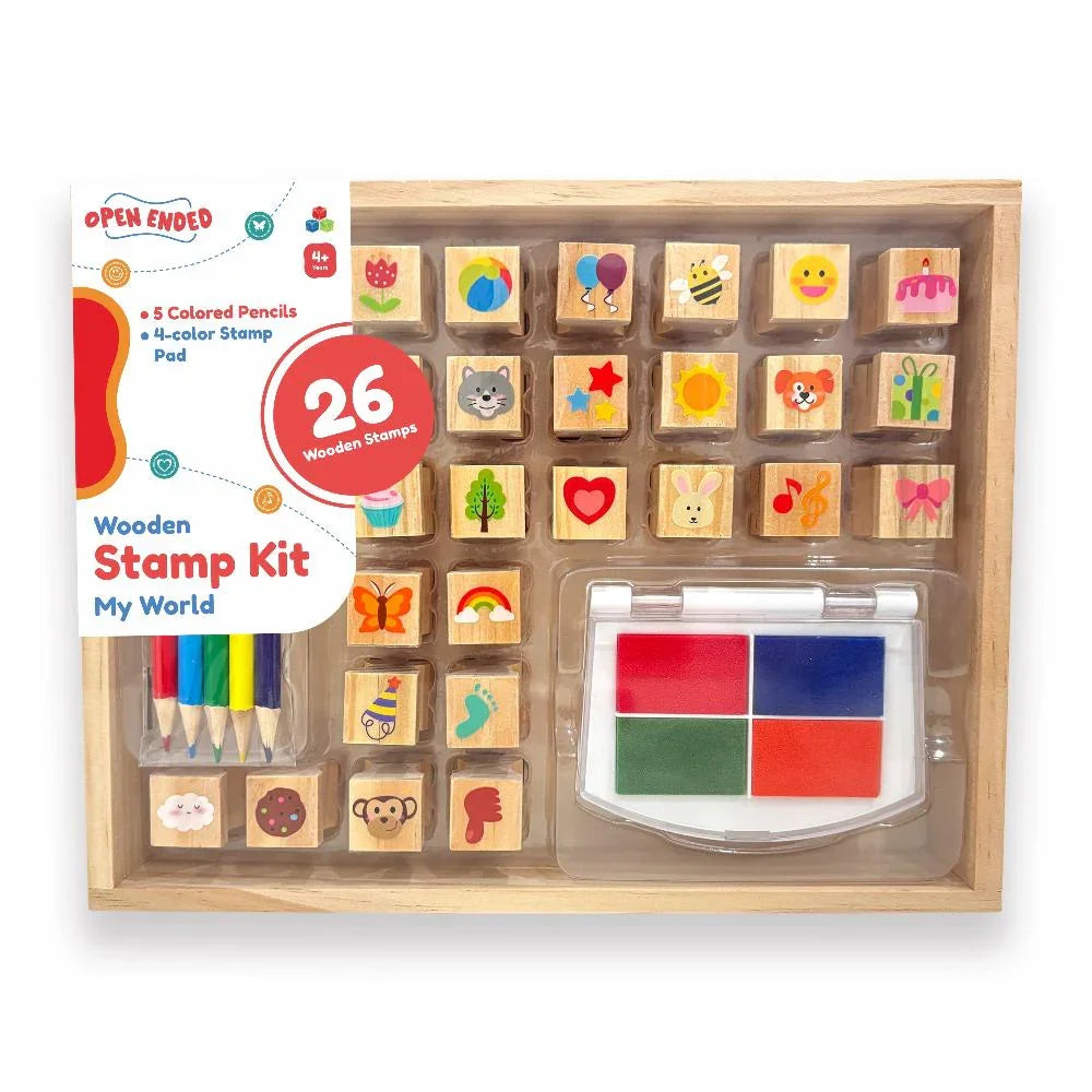 Open Ended Wooden Stamp Kit - My World - Jaiman Toys