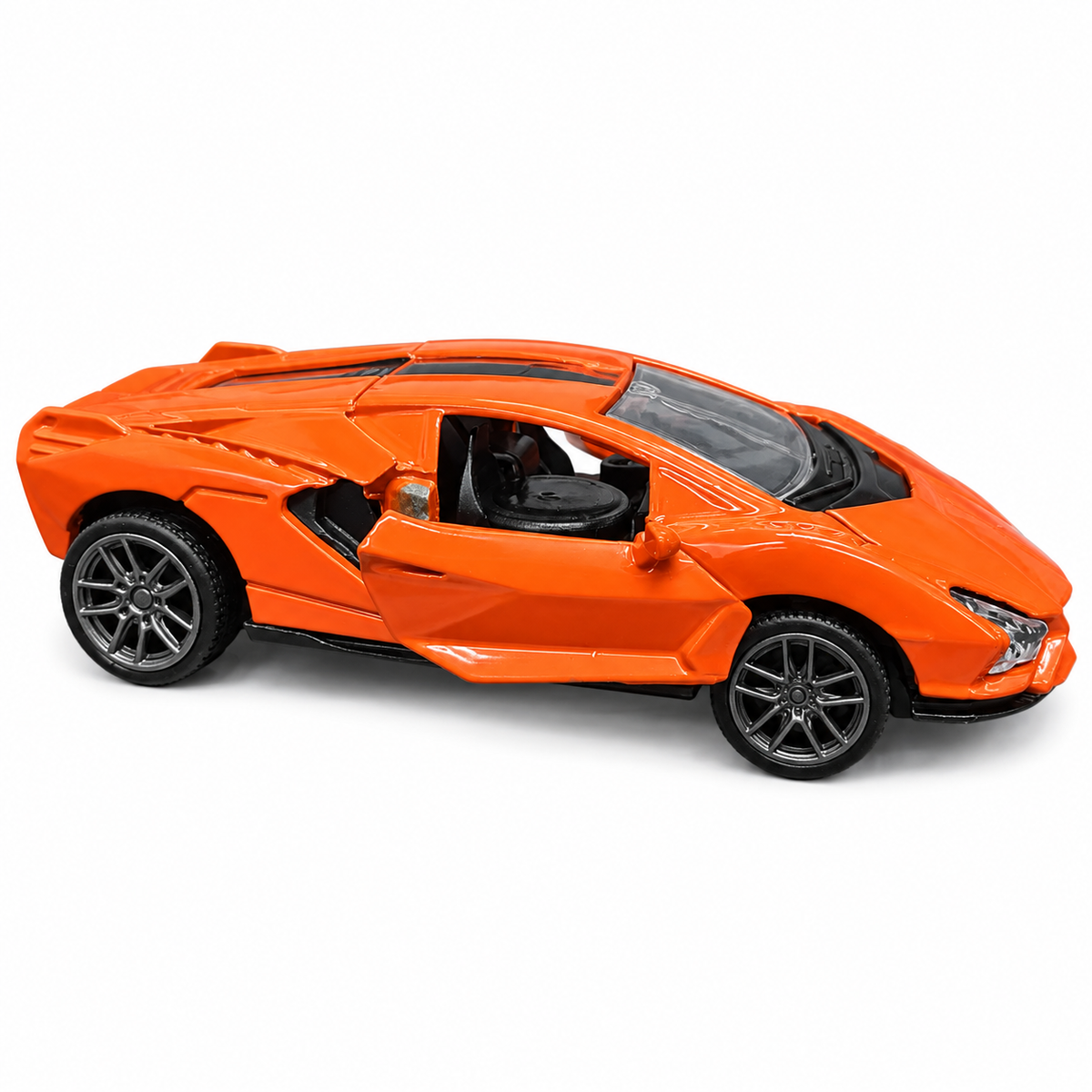 Road Burner Metal Racers 1:39 Scale Diecast Sports Car Toy with Pull Back Action, Openable Doors, Metal Body, Realistic Design & Free Rolling Wheels for Kids Ages 3+ – Orange