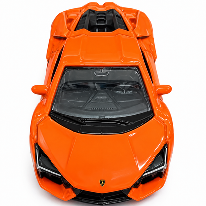 Welly Lamborghini Revuelto Orange 1:64 Scale Die-Cast Metal Model Car – Premium Collectible Miniature Supercar with Detailed Interior, Black Wheels & Original Display Box