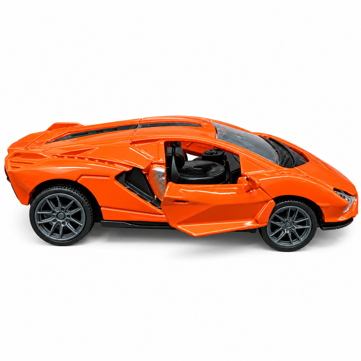 Road Burner Metal Racers 1:39 Scale Diecast Sports Car Toy with Pull Back Action, Openable Doors, Metal Body, Realistic Design & Free Rolling Wheels for Kids Ages 3+ – Orange
