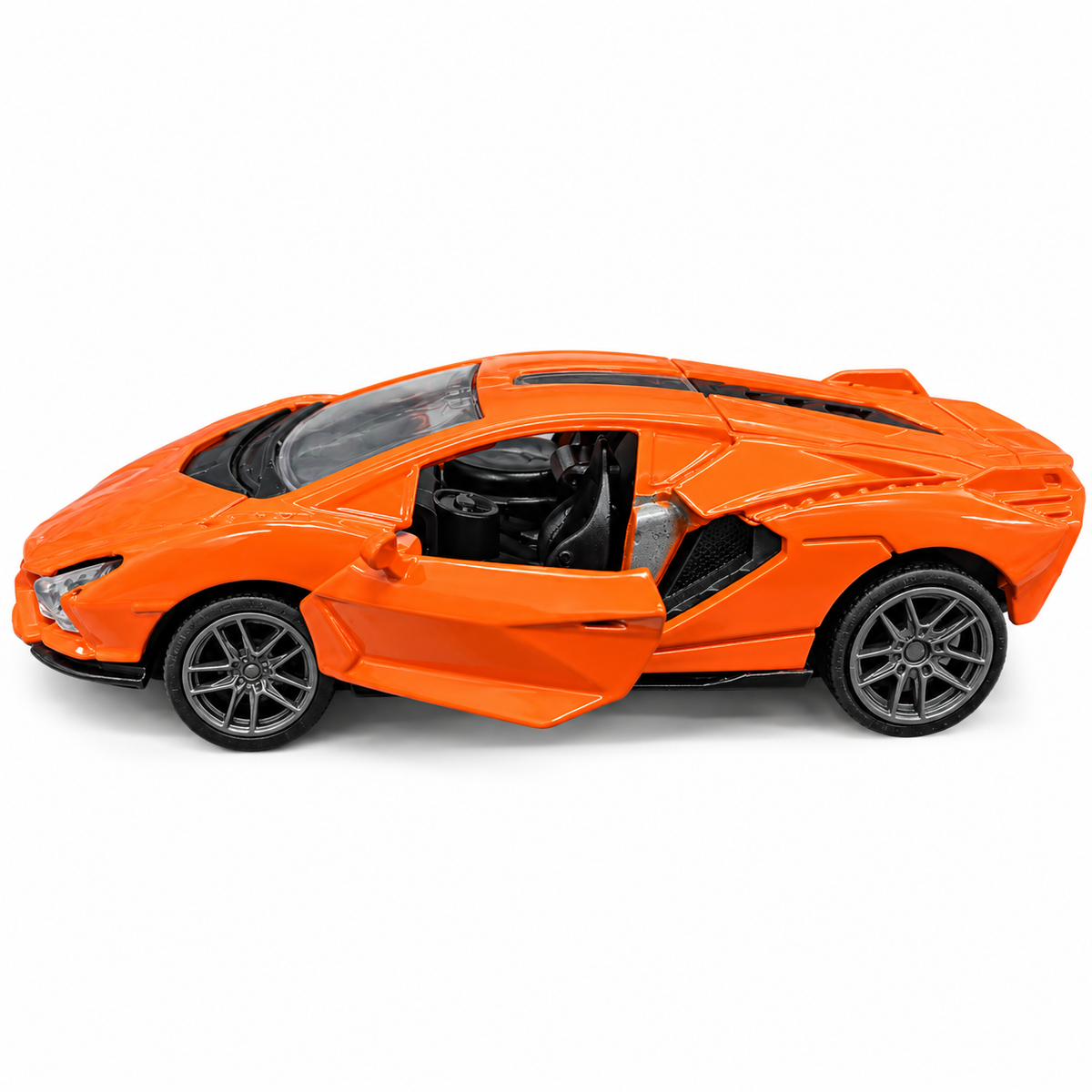 Road Burner Metal Racers 1:39 Scale Diecast Sports Car Toy with Pull Back Action, Openable Doors, Metal Body, Realistic Design & Free Rolling Wheels for Kids Ages 3+ – Orange