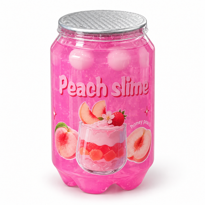 Peach Slime with White Balls – Pink Stretchy Sensory Play Toy in Fruit-Themed Container, 1 Piece