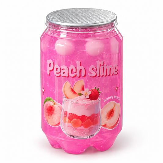 Peach Slime with White Balls – Pink Stretchy Sensory Play Toy in Fruit-Themed Container, 1 Piece
