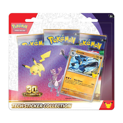 Pokemon TCG 30th Celebration Tech Sticker Collection – Lucario | 3 Booster Packs + Foil Promo Card + Tech Sticker Sheet