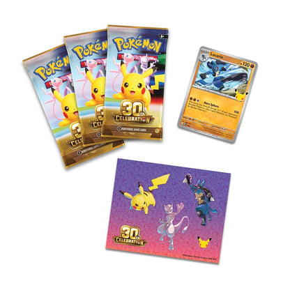 Pokemon TCG 30th Celebration Tech Sticker Collection – Lucario | 3 Booster Packs + Foil Promo Card + Tech Sticker Sheet