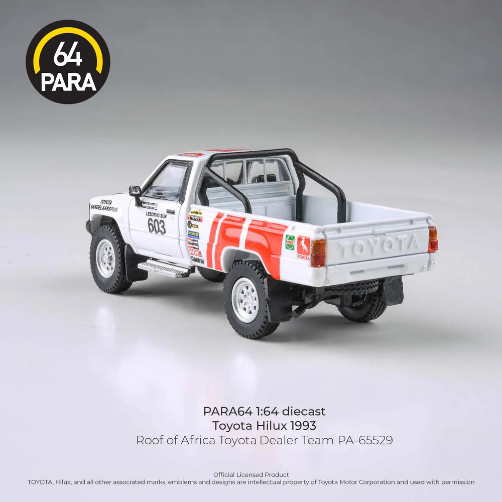 PARA64 1:64 Toyota Hilux 1993 Roof of Africa Toyota Dealer Team 1995 Diecast Model Pickup Truck