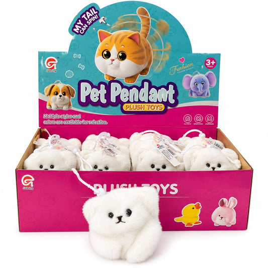Mini Plush Pet Cat Pendant with Moving Tail – Pull-String Interactive Keychain Toy, 1 PC