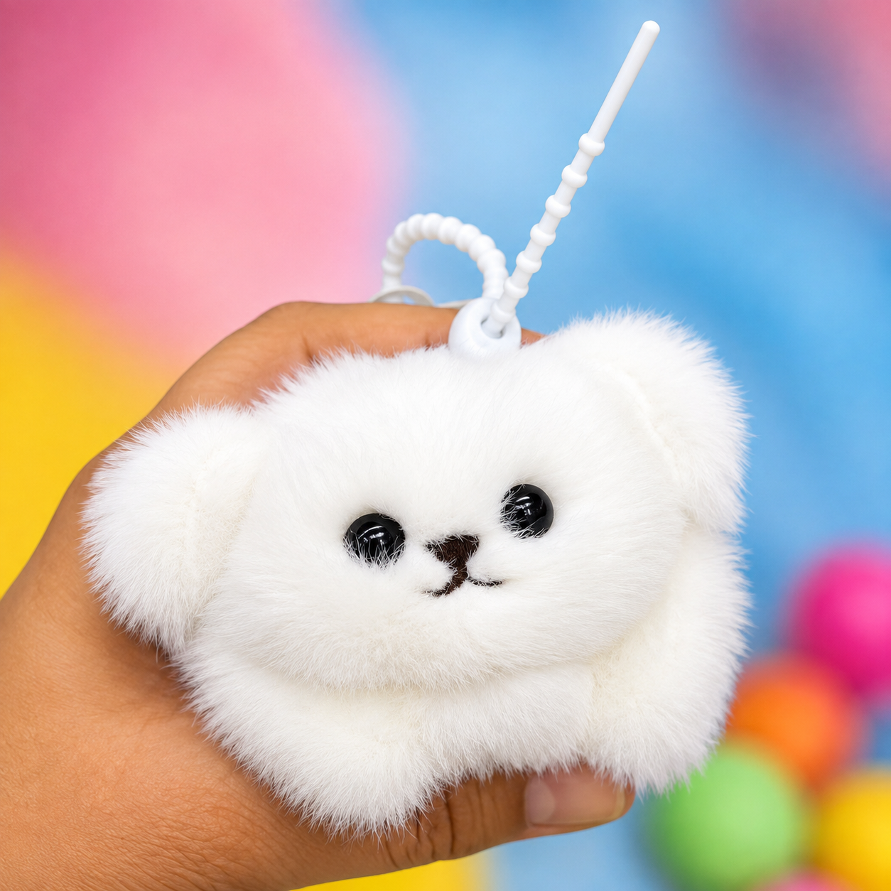 Mini Plush Pet Cat Pendant with Moving Tail – Pull-String Interactive Keychain Toy, 1 PC
