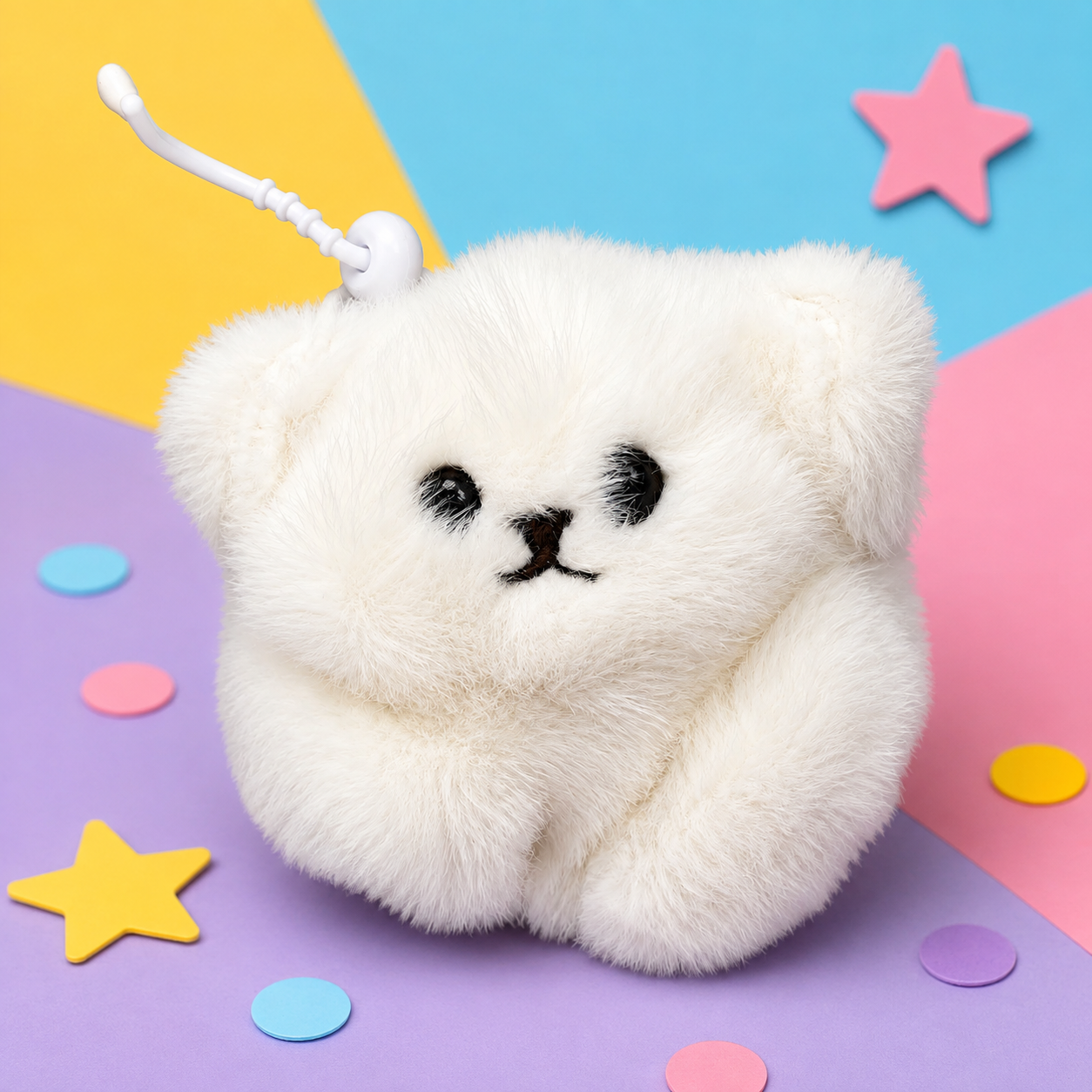 Mini Plush Pet Cat Pendant with Moving Tail – Pull-String Interactive Keychain Toy, 1 PC