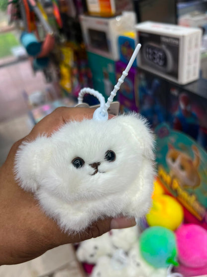 Mini Plush Pet Cat Pendant with Moving Tail – Pull-String Interactive Keychain Toy, 1 PC