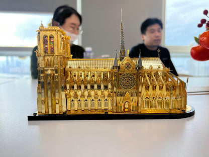 Piececool 3D Metal Puzzle Notre-Dame de Paris (Large Gold Edition) – 384 Pieces – Level 5 Difficulty – Stainless Steel DIY Architecture Model-Age 14+