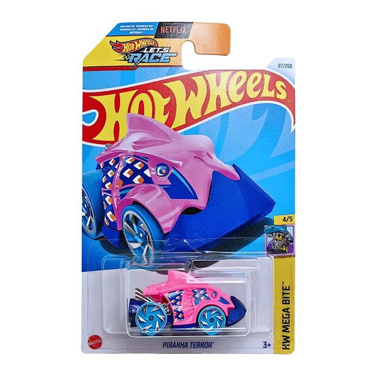 Hot Wheels Let's Race Netlix Piranha Terror HW Mega Bite for Ages 3 and Up (Pink)