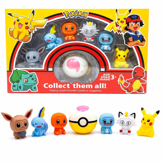 Pokémon Mini Figures with Poké Ball Gift Set | 7-Piece Collectible Character Toy Pack